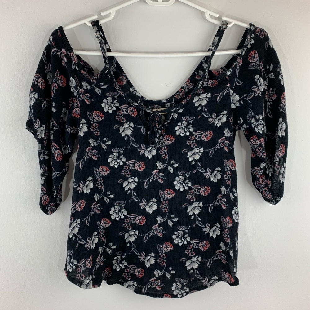 Hollister Cold Shoulder Floral Boho Blouse XS